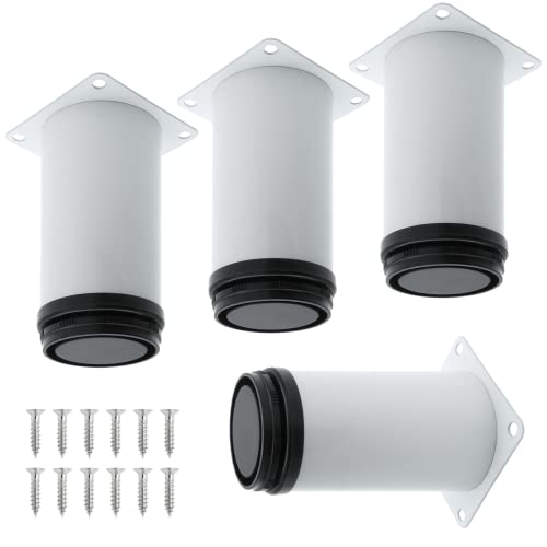 Pack of 4 White Adjustable Stainless Steel Furniture Leg H25676
