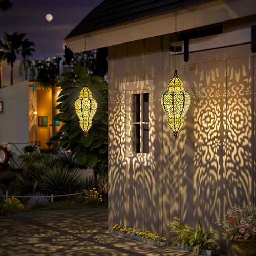 Gold Plastic Solar Hanging Lantern G96162