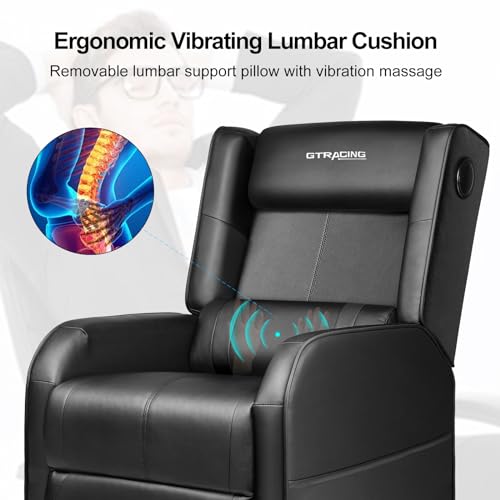 Black Gaming Recliner Chair with Bluetooth Speakers Racing Style Single Sofa C119784