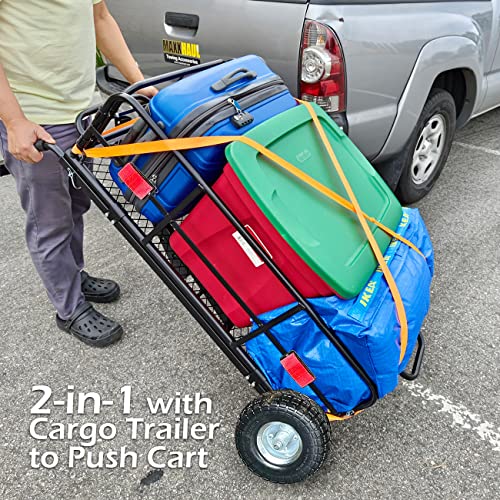 Foldable Cargo Carrier Cart With Quick Detachable Basket Rack With 10 inch Flat Free Tires F70096