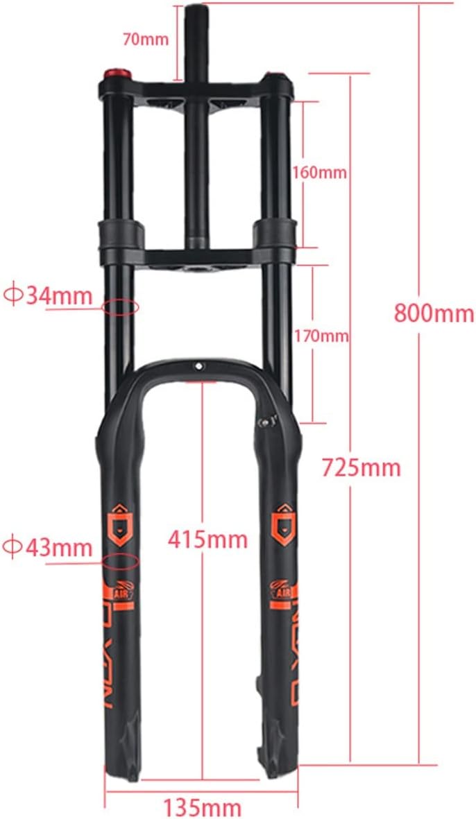 26 Inch 4.0" Tire Fat Bikes Fork Straight Double Shoulder Disc Brake Adjustable Rebound O5073