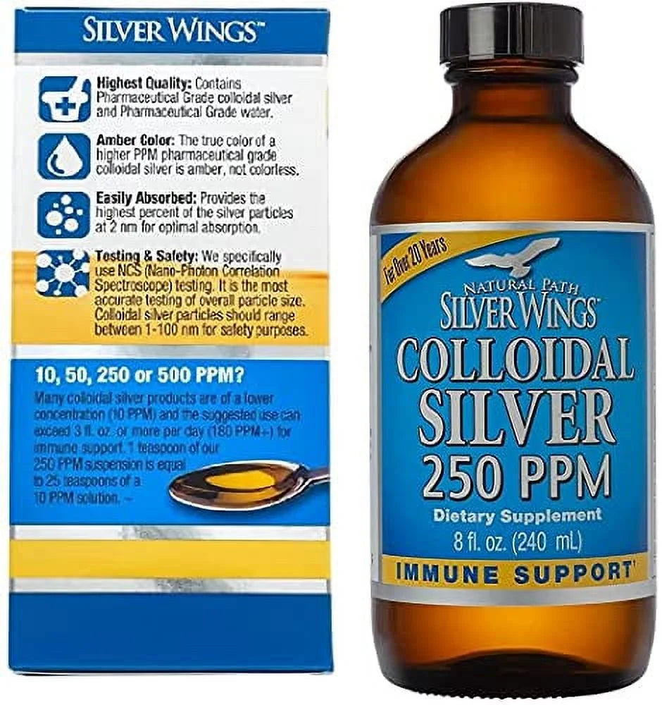 Colloidal Silver Bottle 8Oz 250PPM with Dropper 2Oz C7747