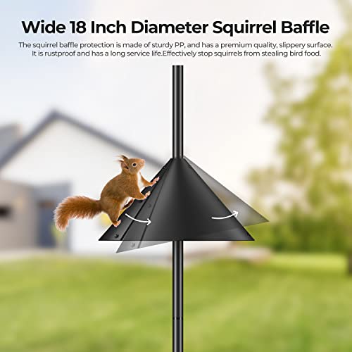 92 Inch Adjustable Heavy Duty Bird Feeder Pole with Squirrel Proof Baffle I8346