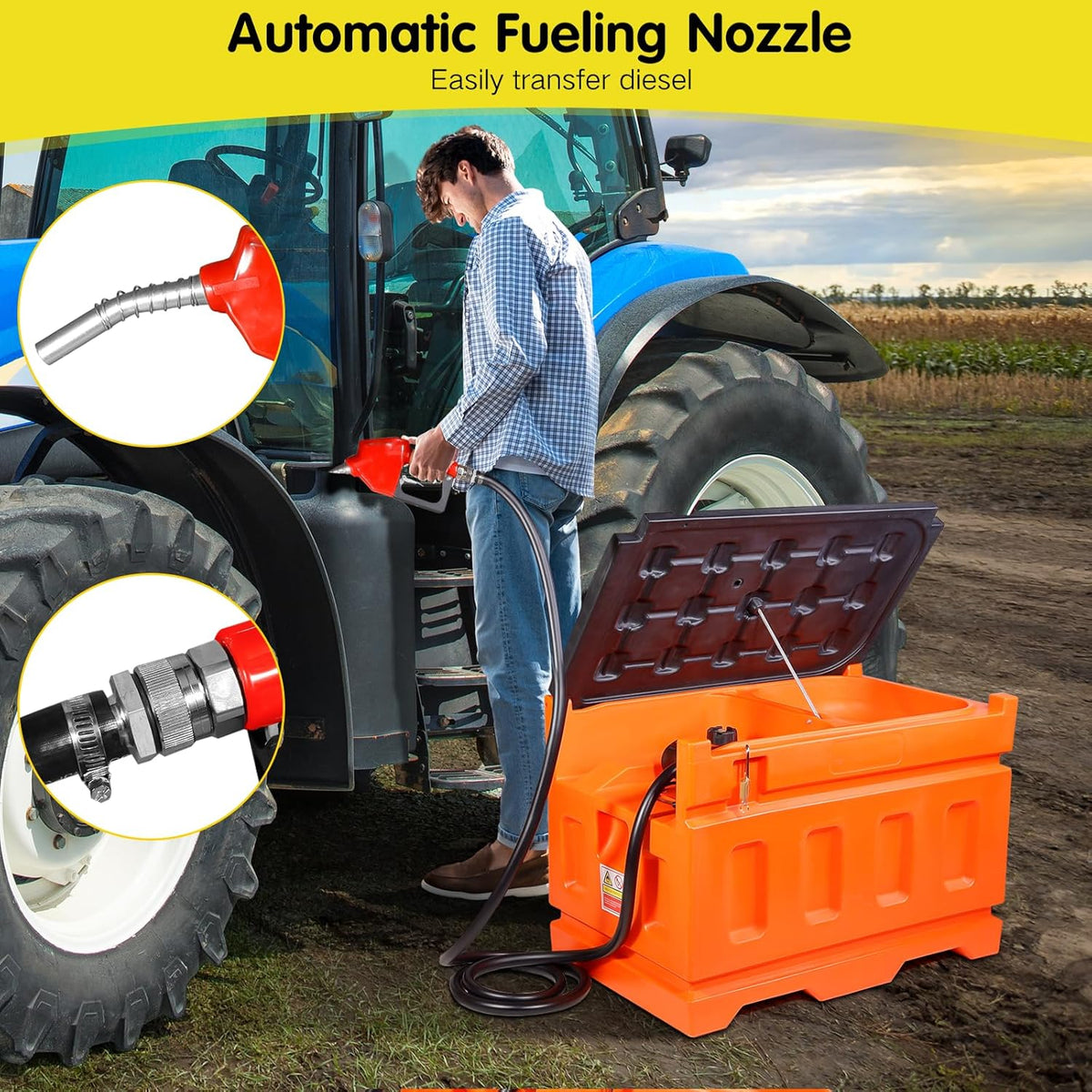 48 Gallon 10GPM Diesel Fuel Transfer Tank with 12V Electric Transfer Pump J989039