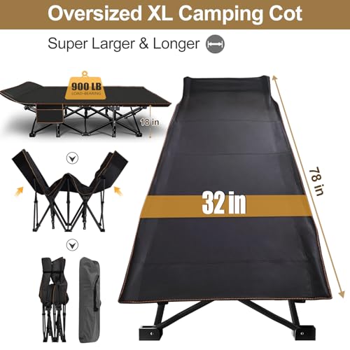 2 Pack Heavy Duty Folding Camping Cot with Mattress and Carry Bag X5302