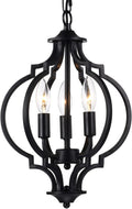 Black 3 Light Metal Chandelier N189928