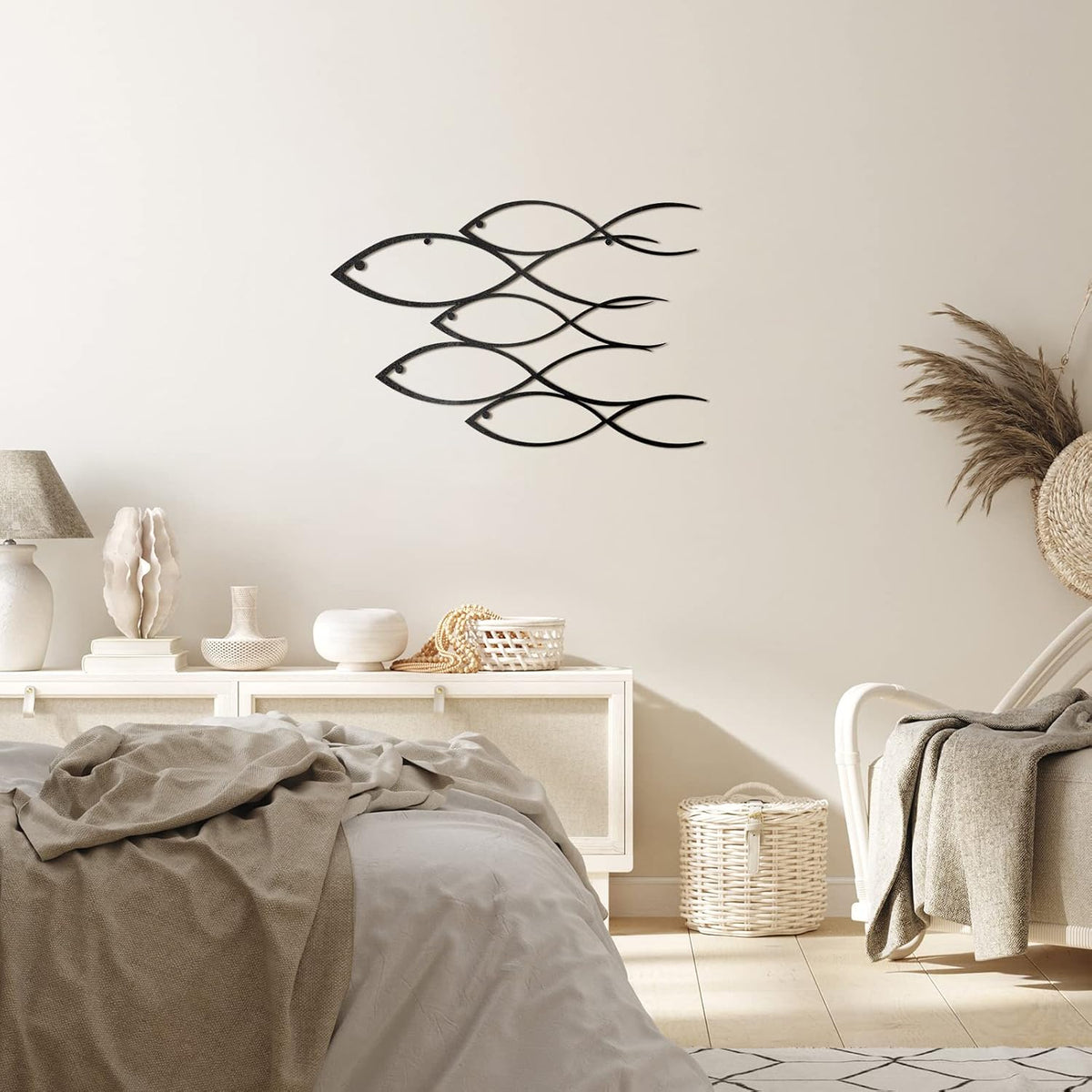 Nautical Metal Wall Art School of Fish, 40 x 26 cm E790
