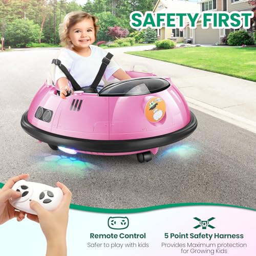 Pink Kids Bumper Car with Remote Control Q370029