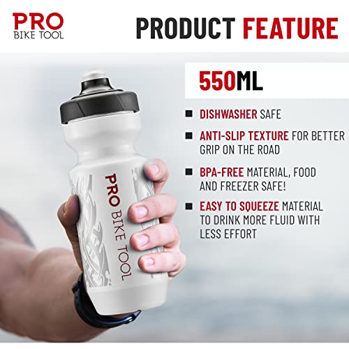 Bike Water Bottle 550 ml 19 oz Soft Silicone Mouthpiece Fast Flow Valve C472302