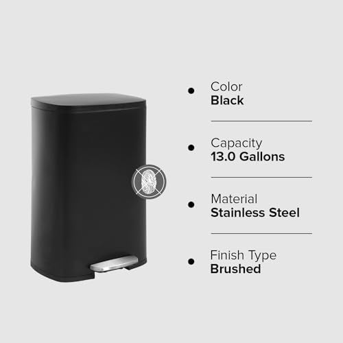 White 13 Gallon Stainless Steel Step Waste Bin K7349