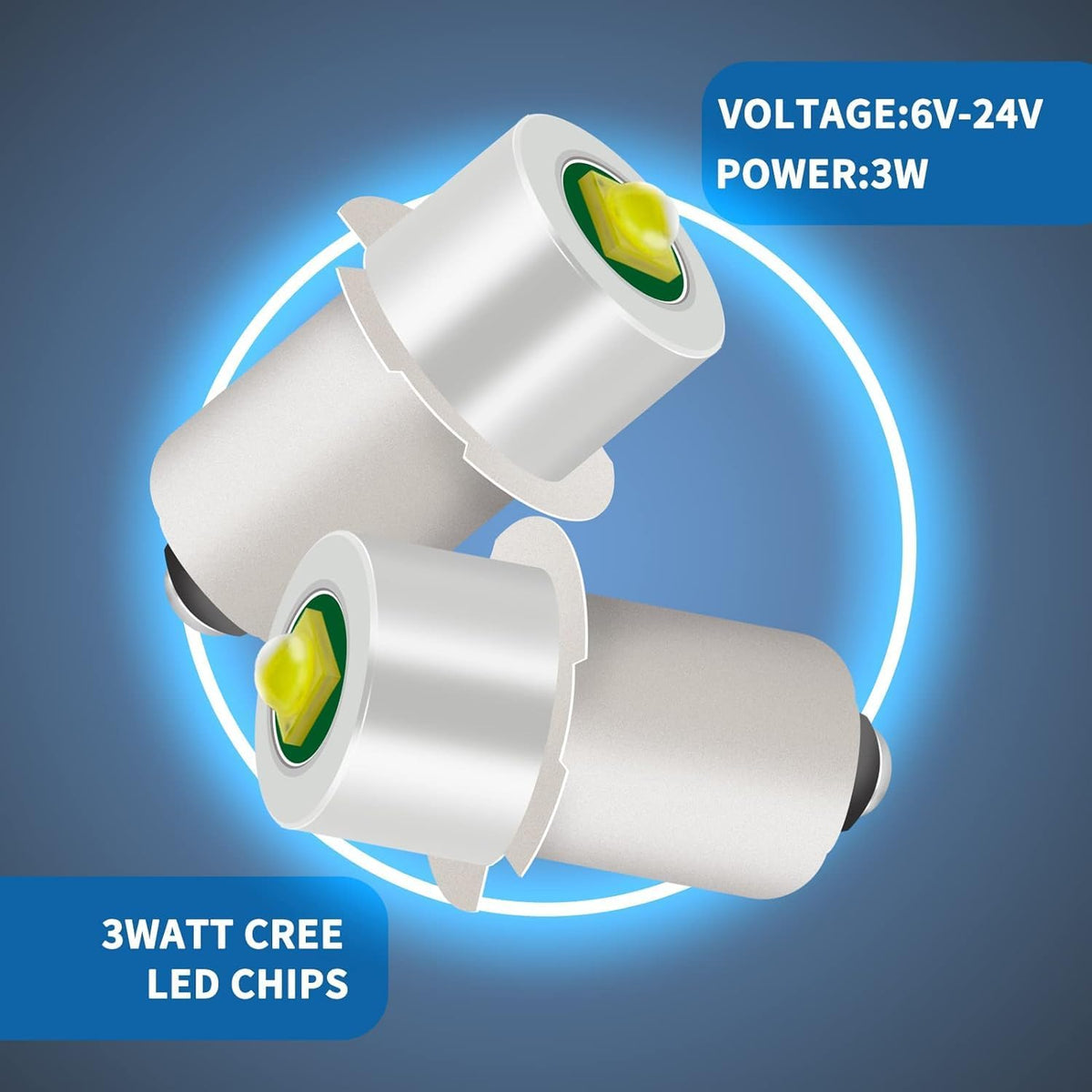 4 Pack LED Flashlight Bulb P13.5S PR2 3W 3V 4.5V 6V White Replacement Set C8501