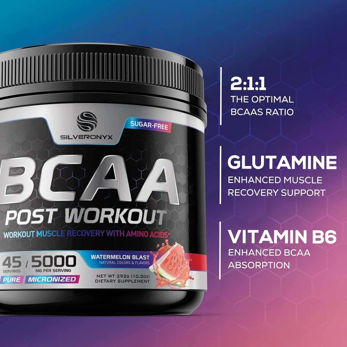 45 Servings Watermelon BCAA Amino Muscle Recovery Powder U94000