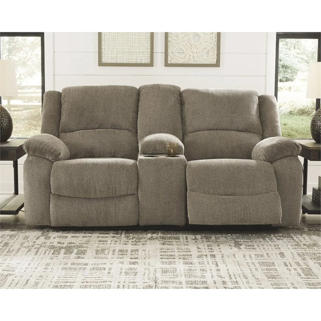 Contemporary Fabric Reclining Loveseat in Pewter W529