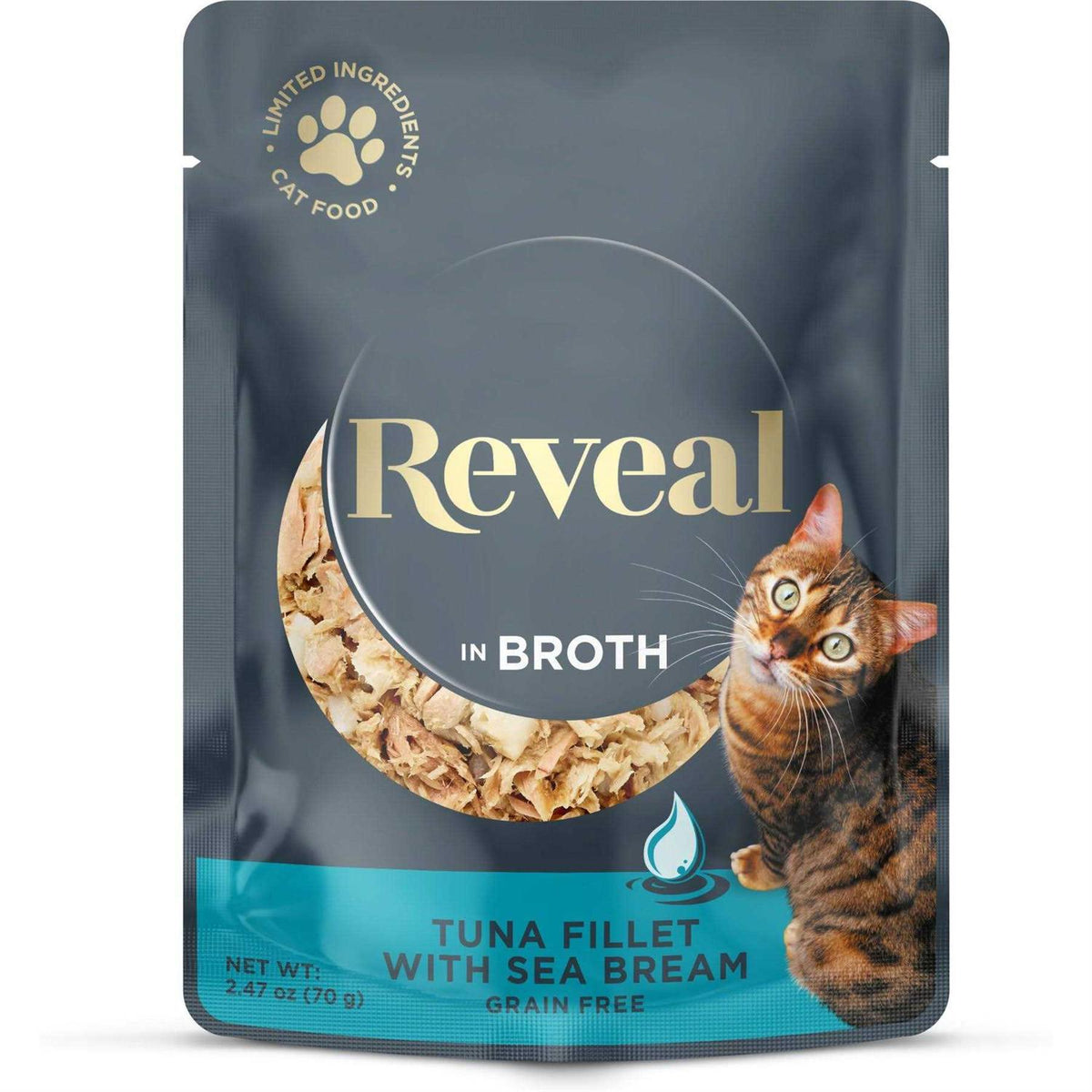 Natural Wet Cat Food Tuna Fillet with Sea Bream in Broth J448335
