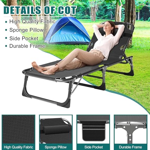 2 Pack Heavy Duty Folding Camping Cot with Mattress and Carry Bag X5302