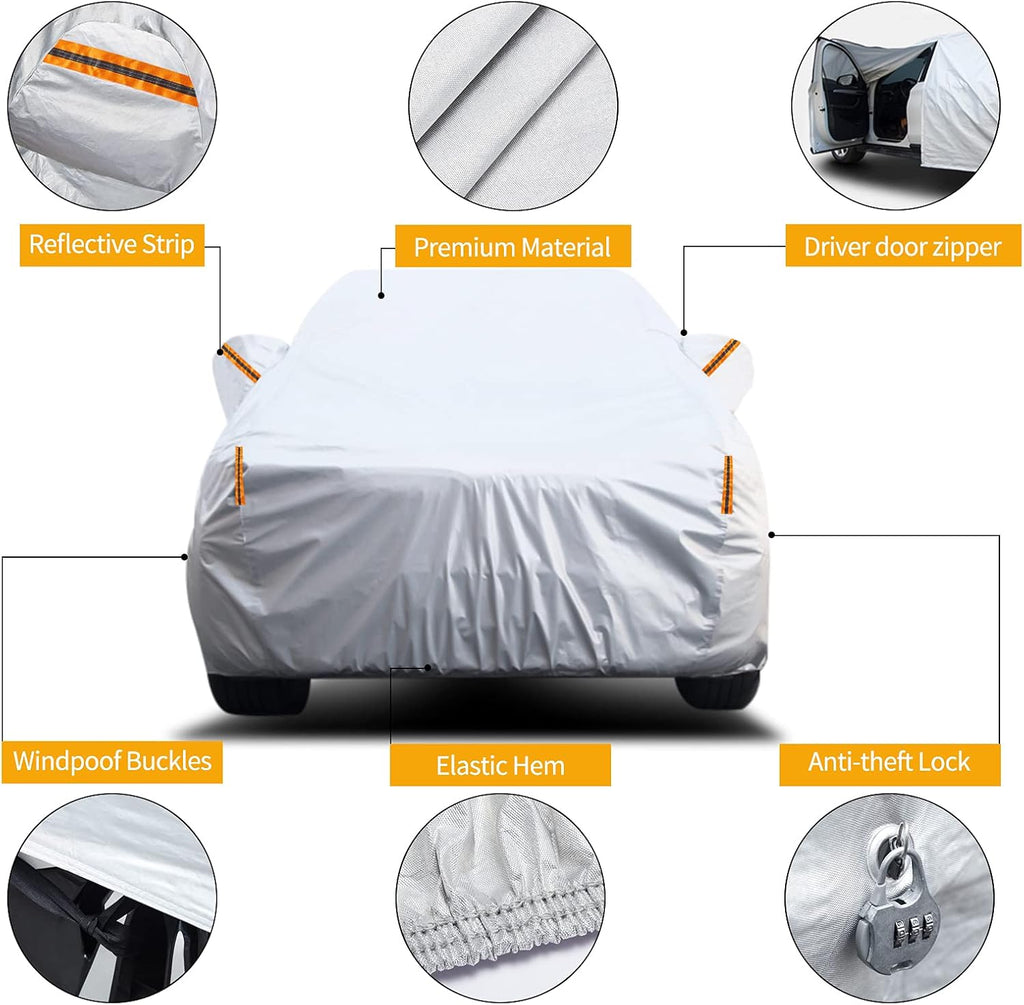 Waterproof Car Cover with Driver Door Zipper F5071