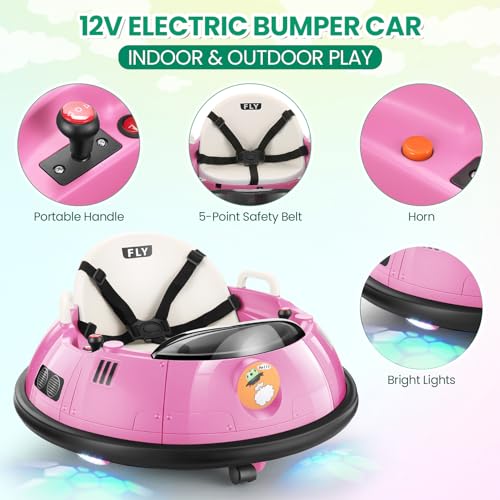Pink Kids Bumper Car with Remote Control Q370029