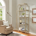 Antique Gold 4 Shelf Glass Metal Etagere Bookcase N5451