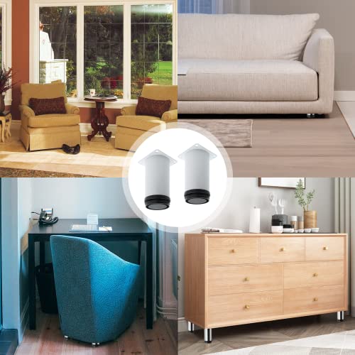 Pack of 4 White Adjustable Stainless Steel Furniture Leg H25676