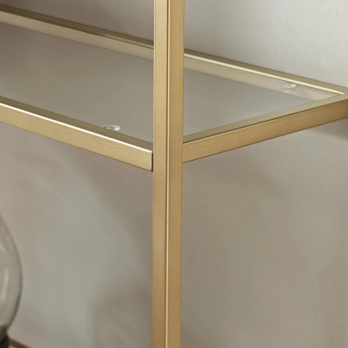 Antique Gold 4 Shelf Glass Metal Etagere Bookcase N5451