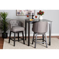 Grey Fabric and Espresso Brown Finished Wood 2-Piece Swivel Counter Stool O711