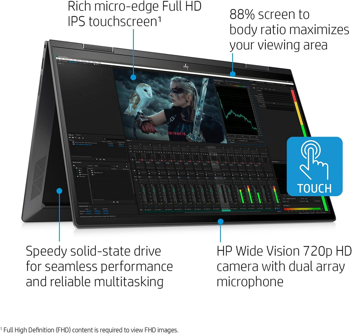 15.6 Full HD Touchscreen 2-in-1 Laptop, AMD Ryzen 5 5500U, 16GB RAM, 512GB SSD, Windows 11 Home K8262