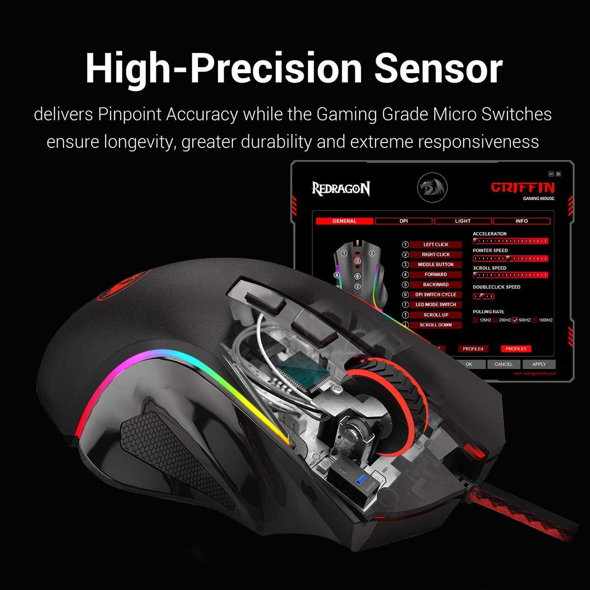 Mechanical Gaming Keyboard and Mouse Combo, Tenkeyless, 60% with Arrow Key, 7200 DPI Mouse, Pack of 2 V568