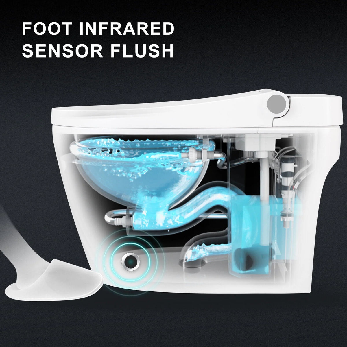 One Piece Tankless Smart Toilet with Foot Sensor Flush I9301