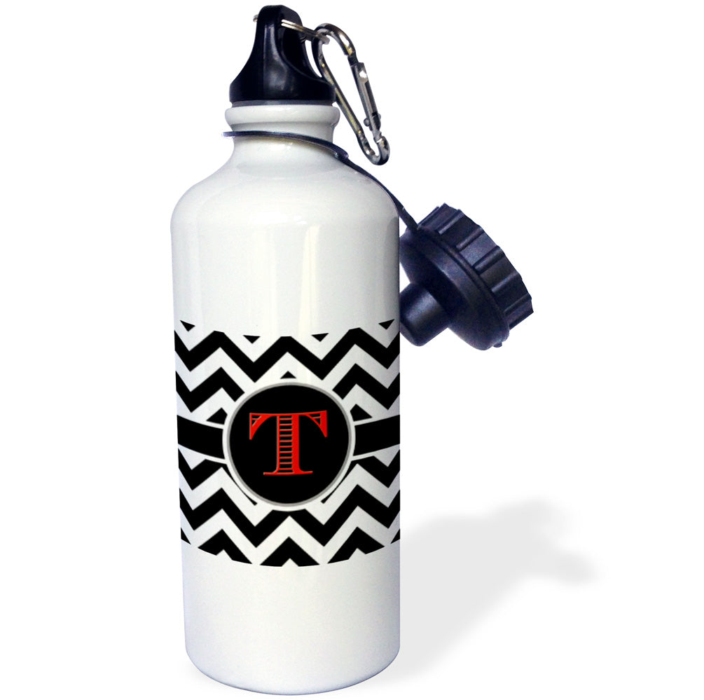 Black and White Chevron Straw Water Bottle, 21-Ounce L4457