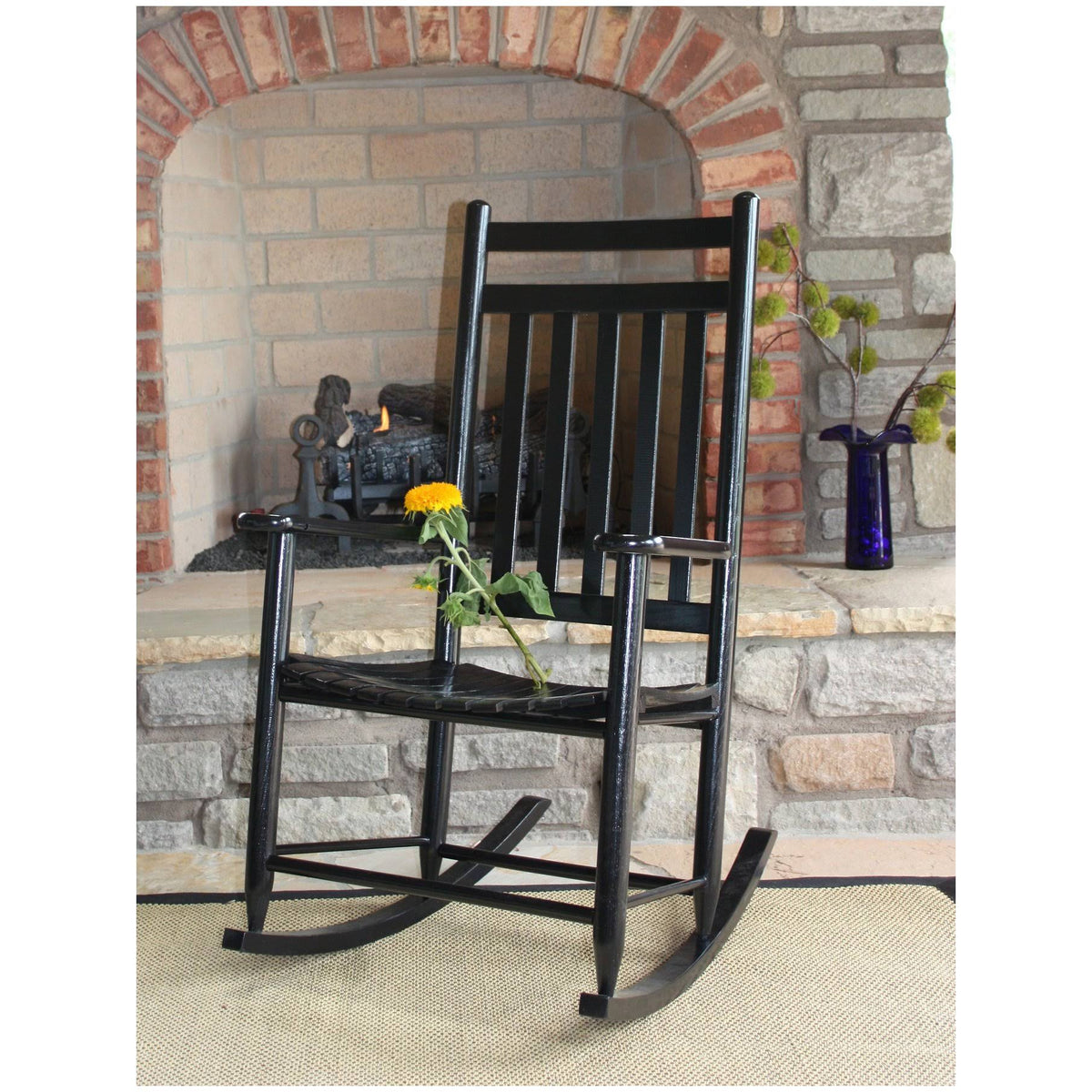 Coastal Pink Wood Rocking Chair M761