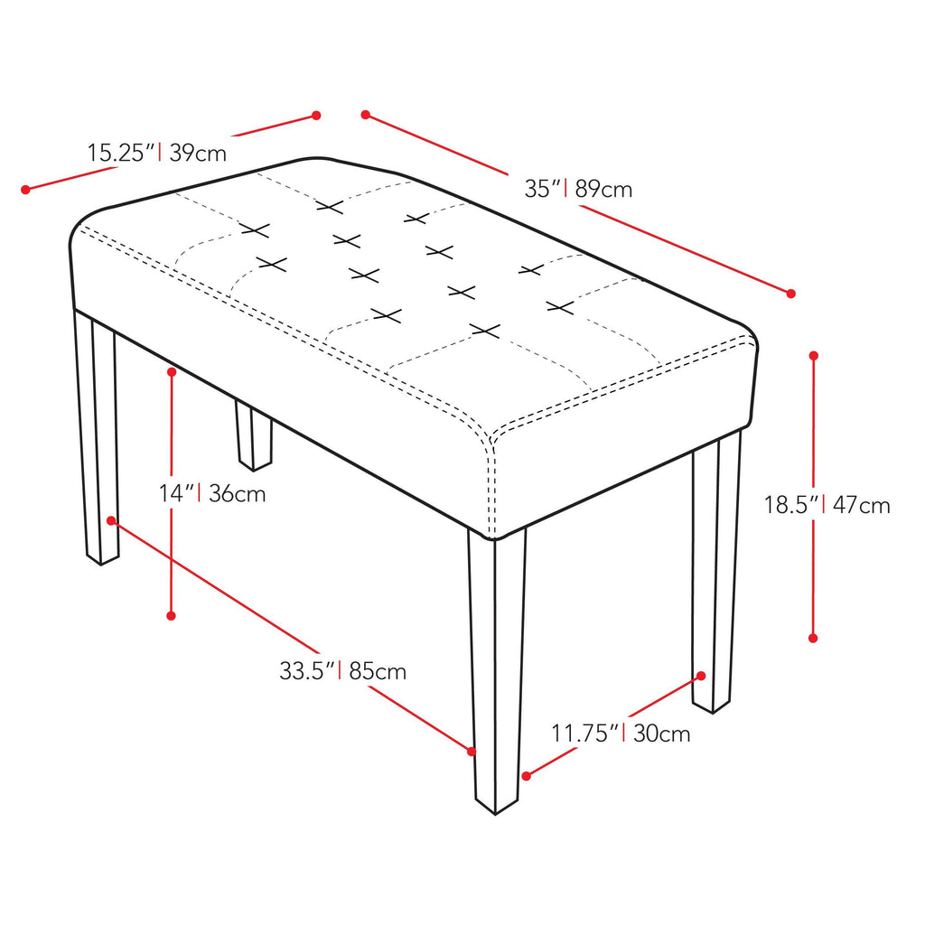 Red Leatherette Bench K13936