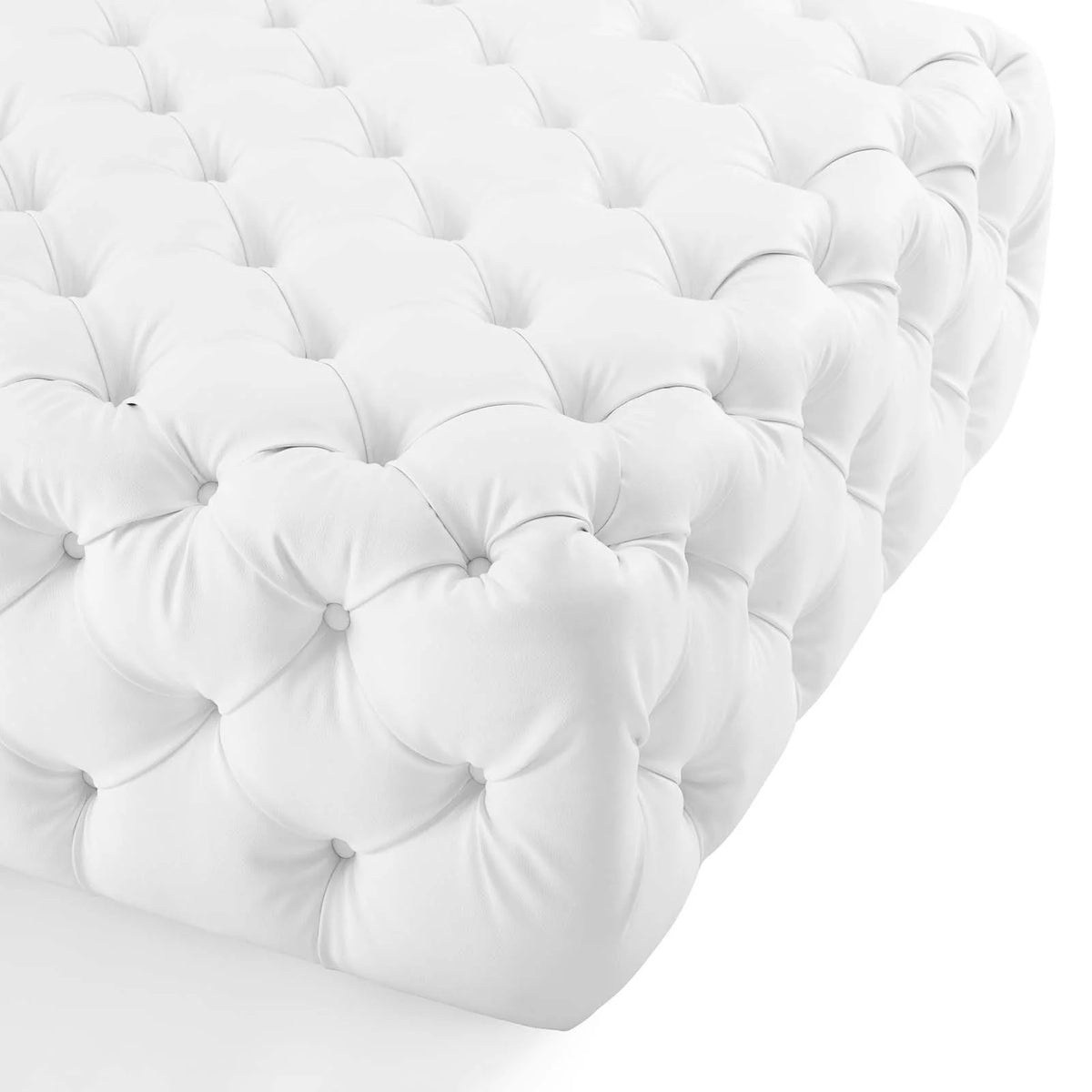 White Faux Leather Tufted Accent Chair Ottoman E3352