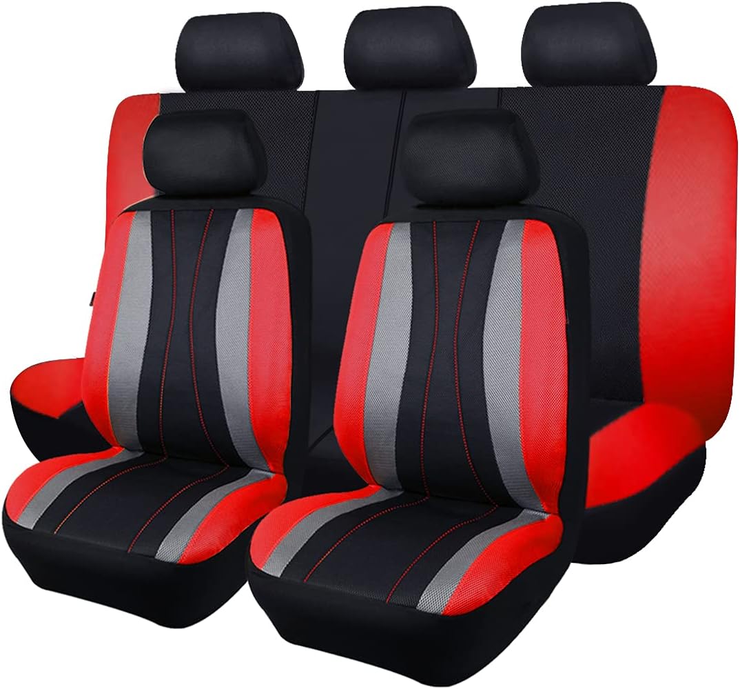 Faux Leather Mesh Car Seat Covers Full Set P436728