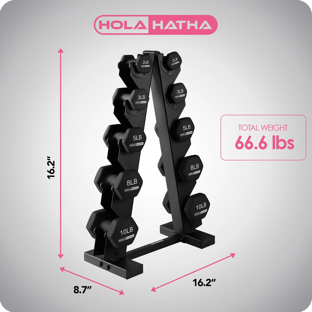 3, 5, and 8 Pound Dumbbell Hand Weight Set with Storage Rack S2991