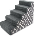 Gray Lattice Print 5-Step Pet Steps and Stairs with Foam, Pack of 2 H9217