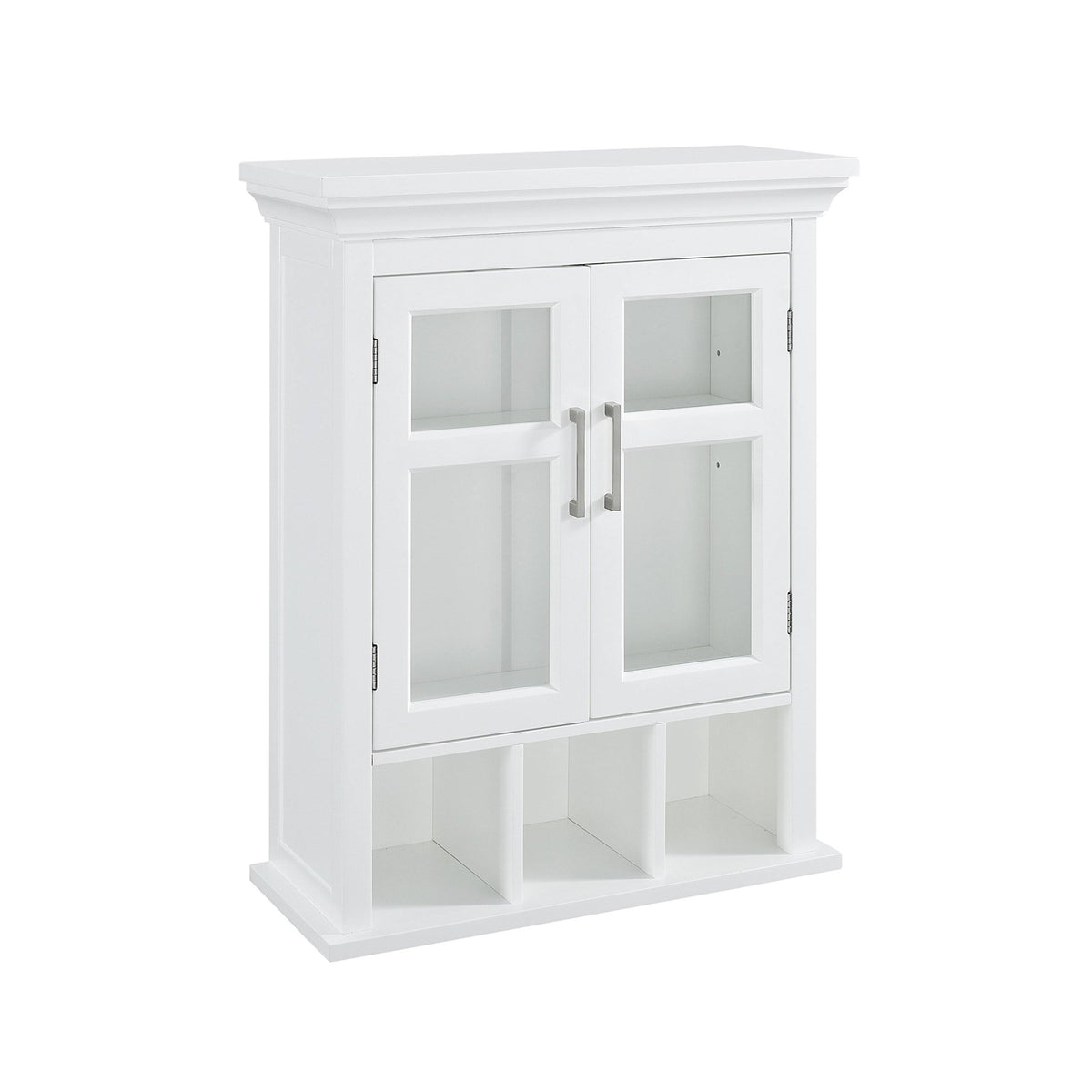 White Two Door Wall Cabinet with Cubbies L1177