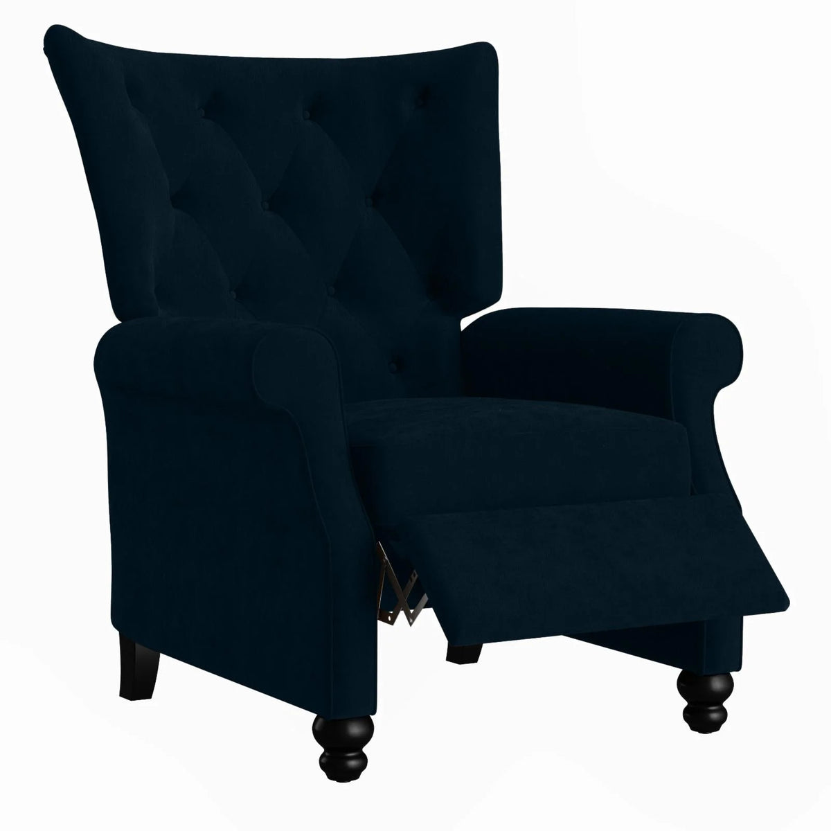 Navy Blue Velvet Push Back Recliner N365