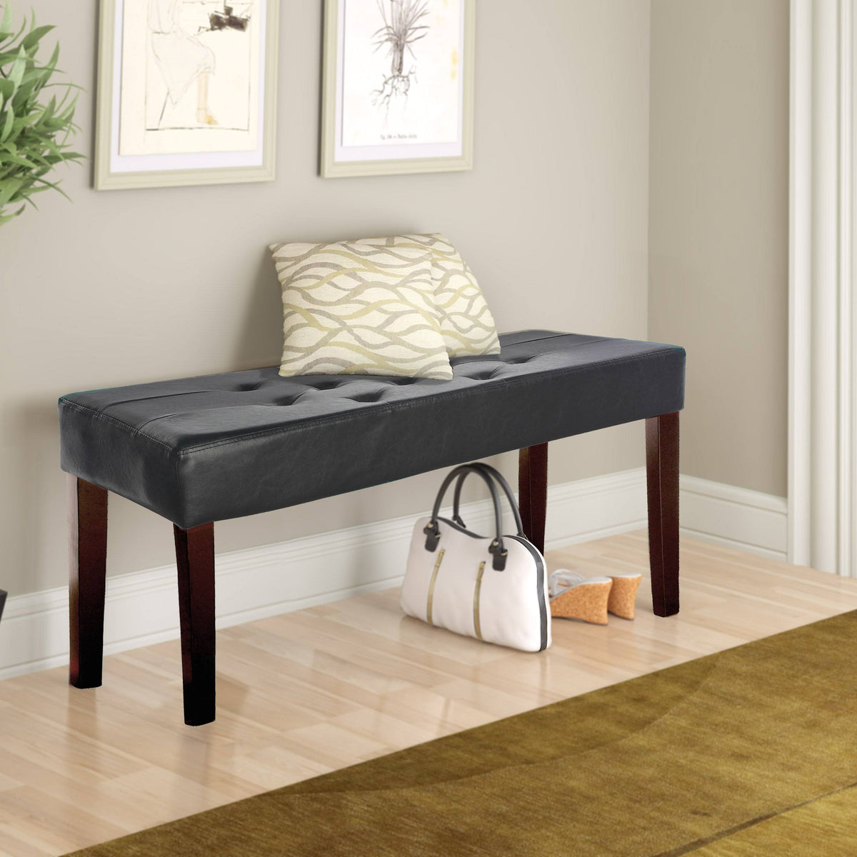Red Leatherette Bench K13936