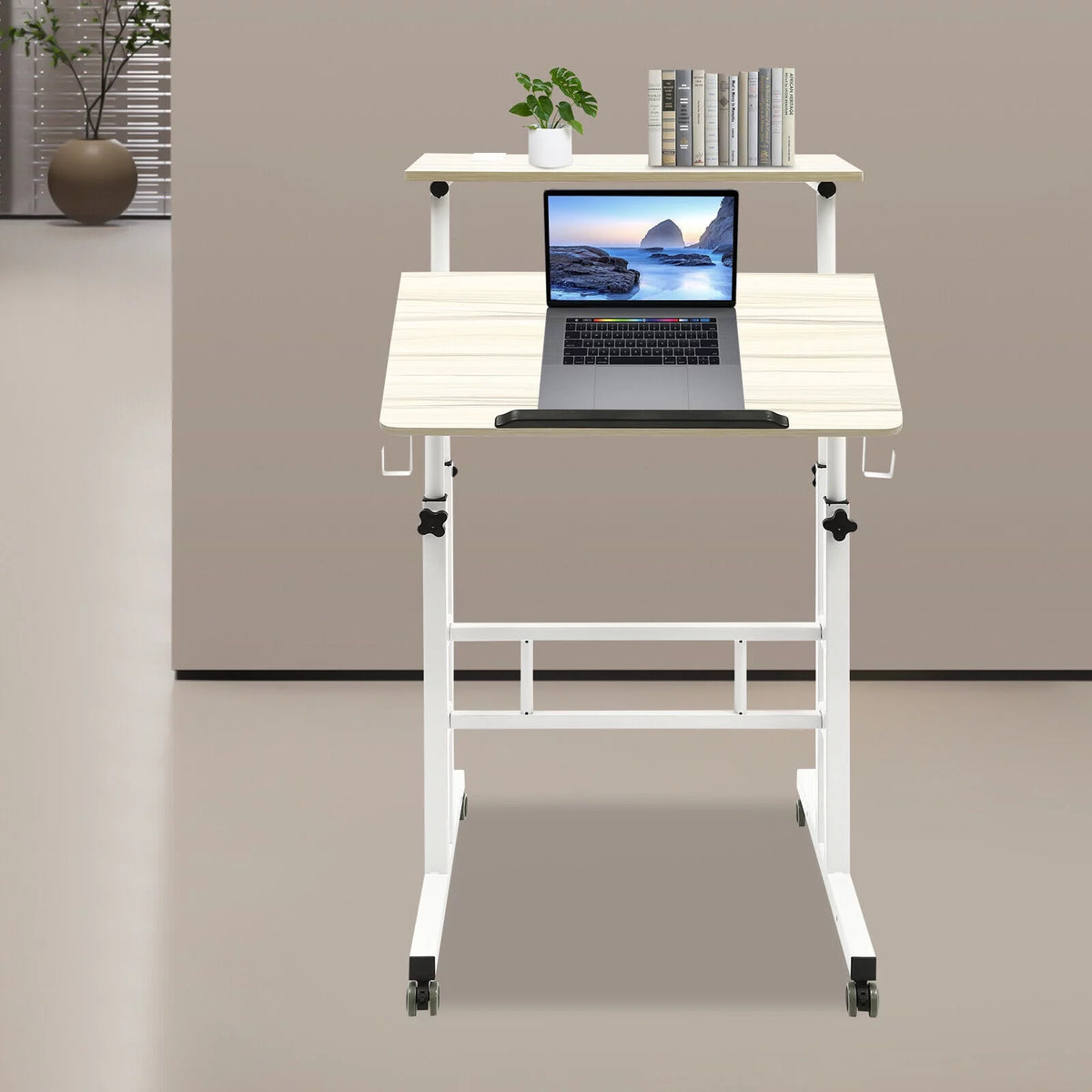 115cm Height Adjustable Rolling Laptop Desk O214995