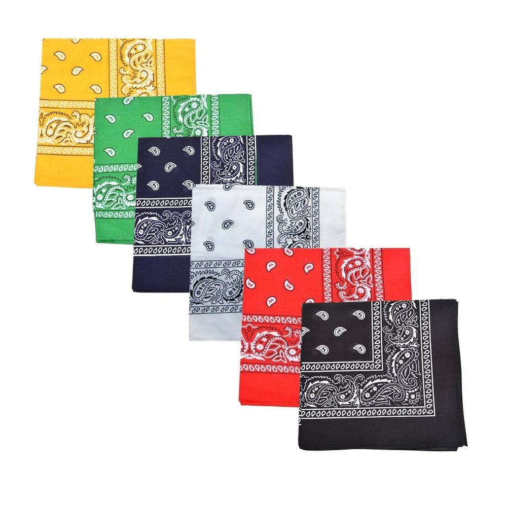 96 Pack 100% Cotton Double Sided Paisley Bandanas N27786