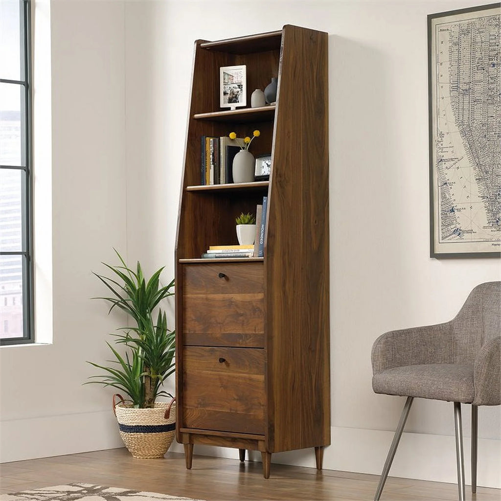 Grand Walnut 3-Shelf Narrow Bookcase J6175