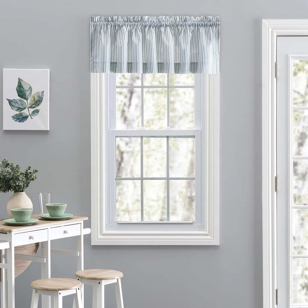 Ticking Stripe Rod Pocket Valance 58" x 15" Blue Y242399