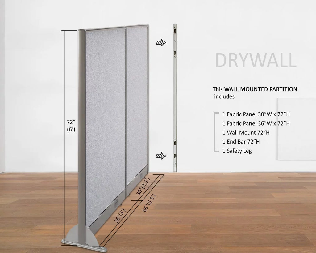 66"W x 72"H Wall Mounted Room Divider O3436
