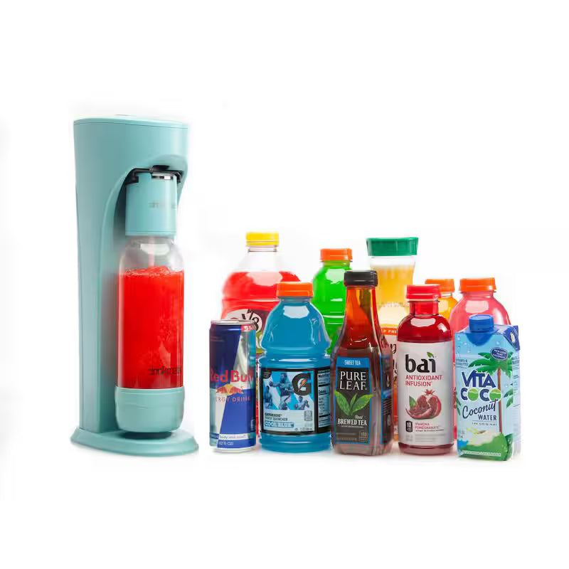 Sparkling Water Soda Maker Machine with 3 60L CO2 Cartridge, 1L and 0.5L Bottles B567151