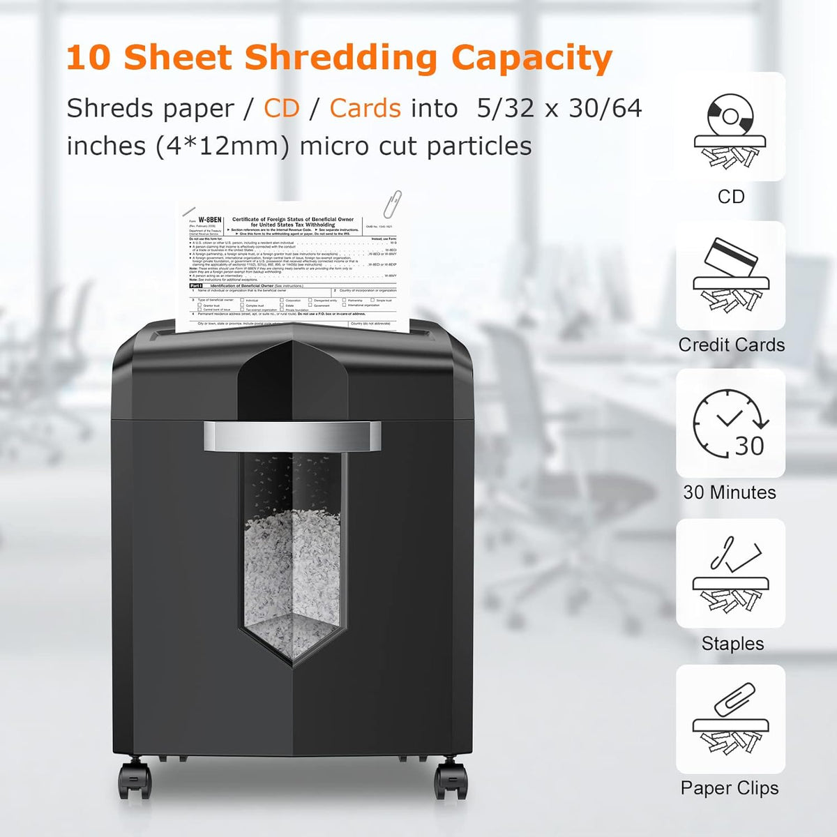 10-Sheet Micro-Cut Paper Shredder with 4.2 Gal Pullout Bin L71610