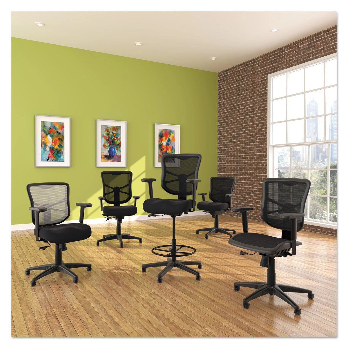 Black Mesh Mid-Back Multifunction Chair I94172
