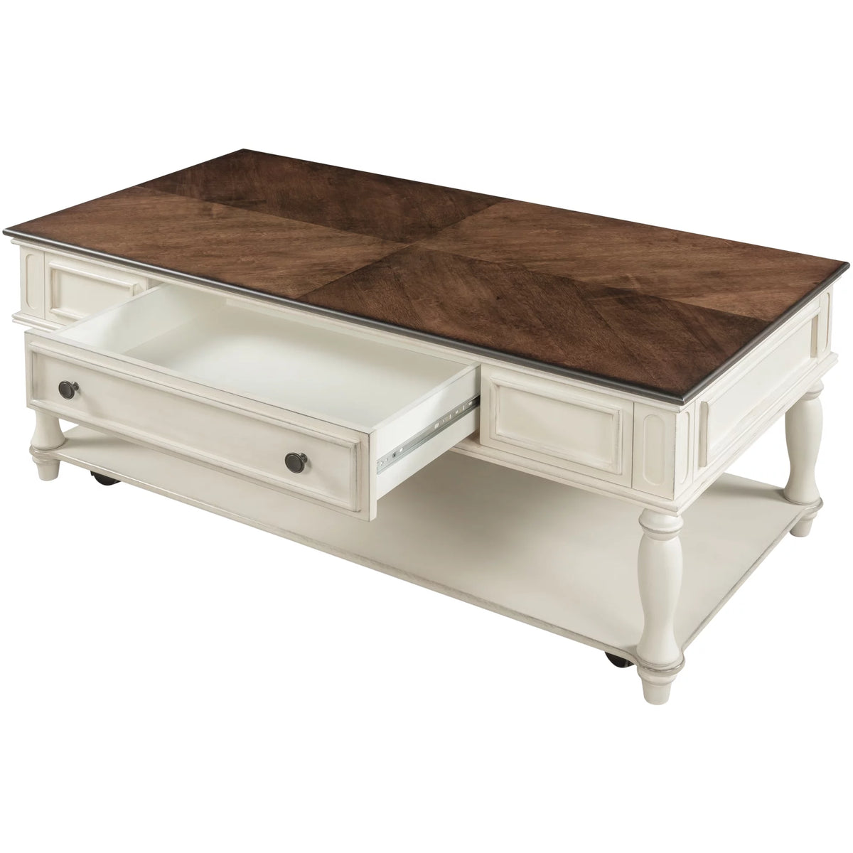 Two-tone Retro Coffee Table with Caster Wheels M3412