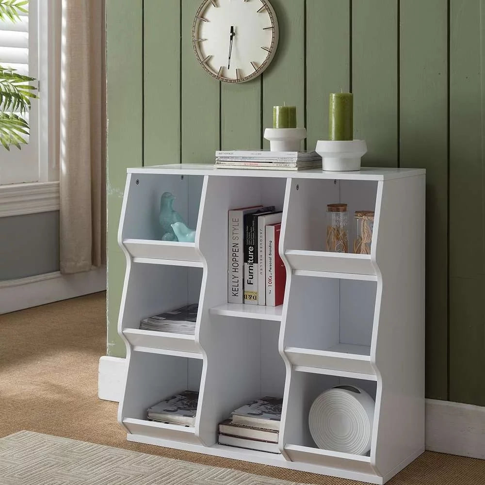 White 8 Shelf Wood Bookcase F280426