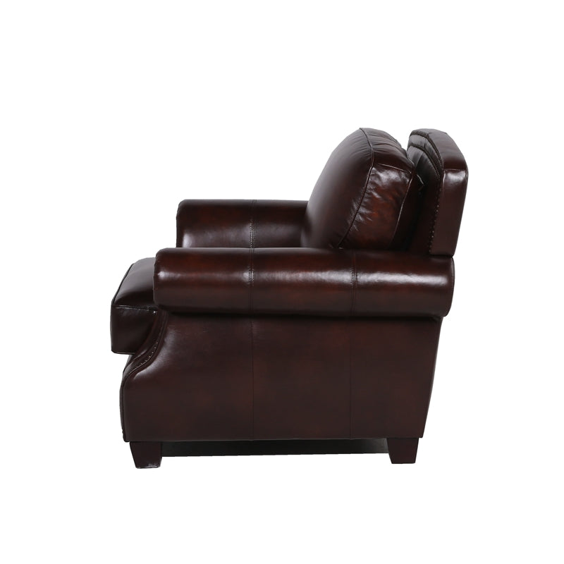 Brown Leather Chair With Nailheads Q582003