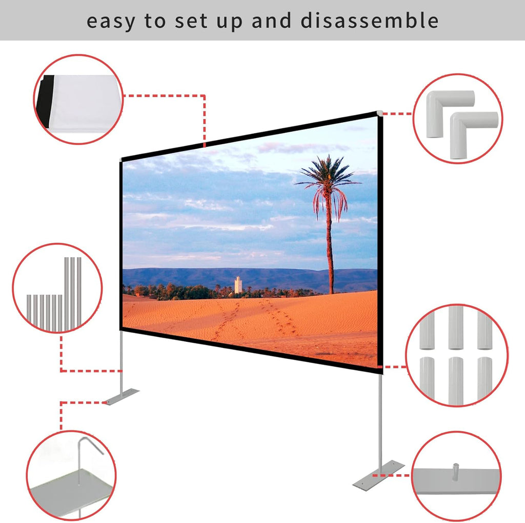 120 inch Portable Projection Screen with Stand and Carry Bag W932086